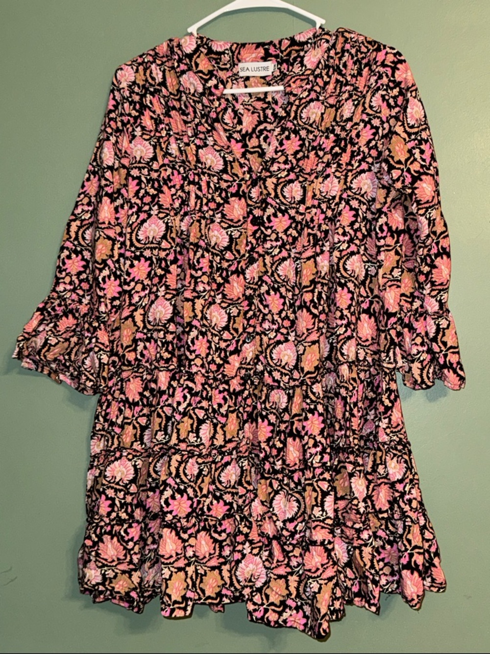 Boho Penny Swing Dress in the "Peony" print Small/Medium Block Print